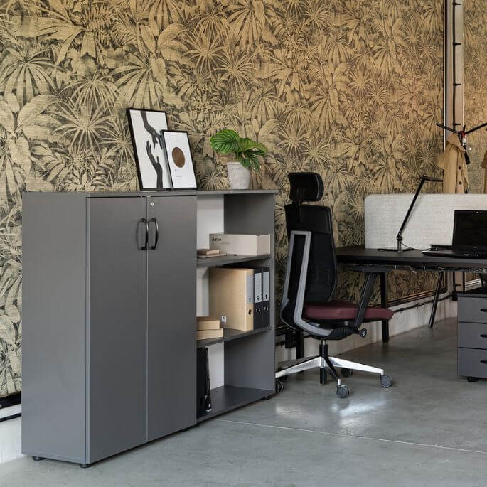 Armoire de bureau à portes battantes de 77 cm de hauteur